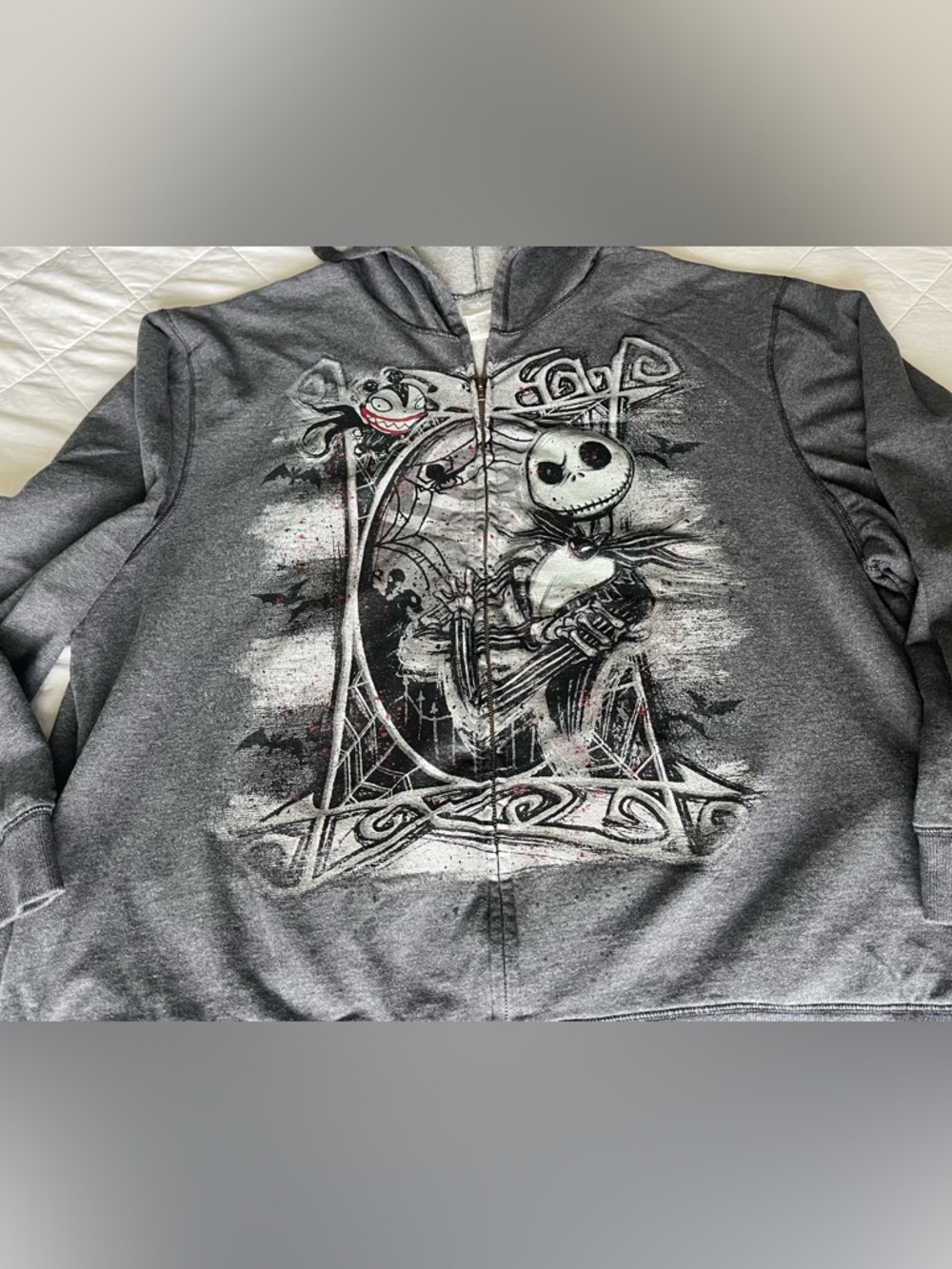 Disney Store Nightmare Before Christmas Jack Skellington Zip Hoodie - Gray NWOT